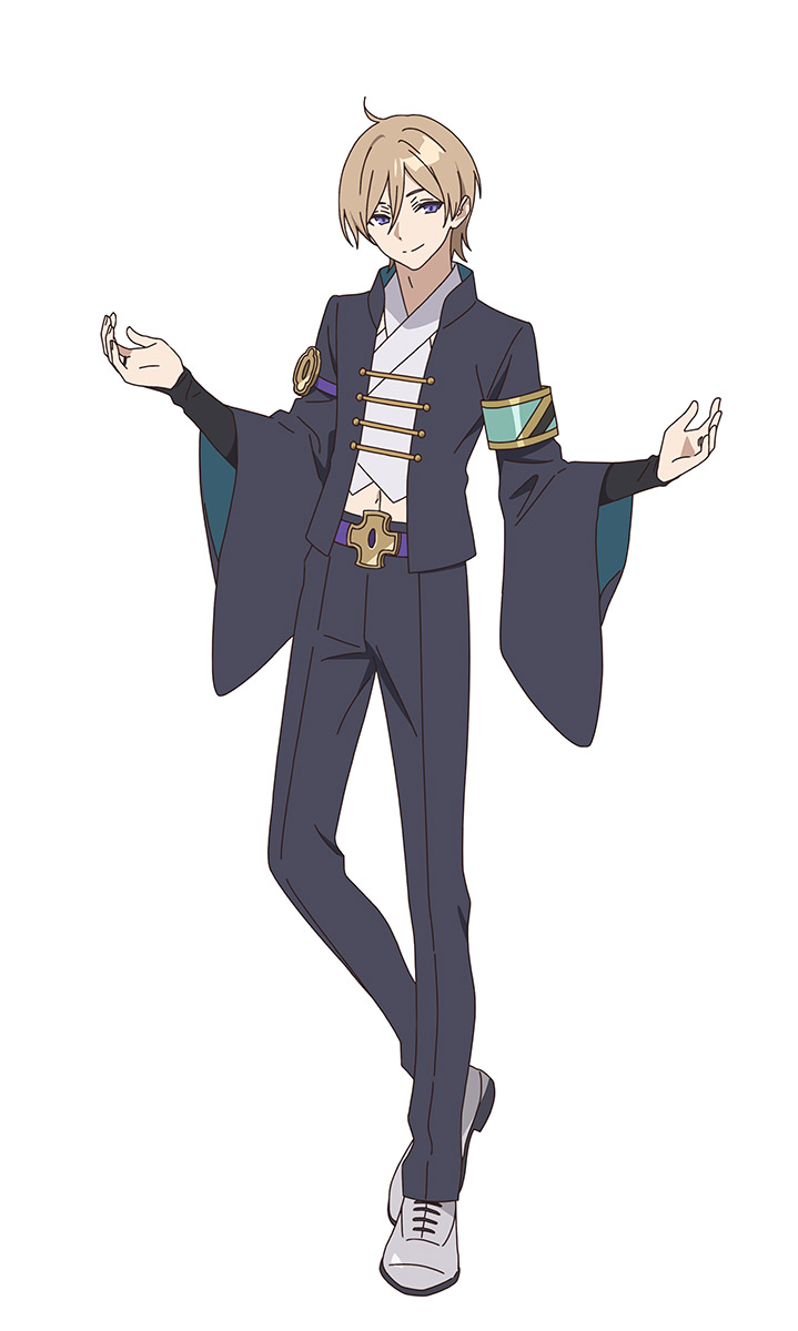 1boy, ahoge, armband, belt, black_jacket, black_pants, blonde_hair, cho_kaguya-hime!