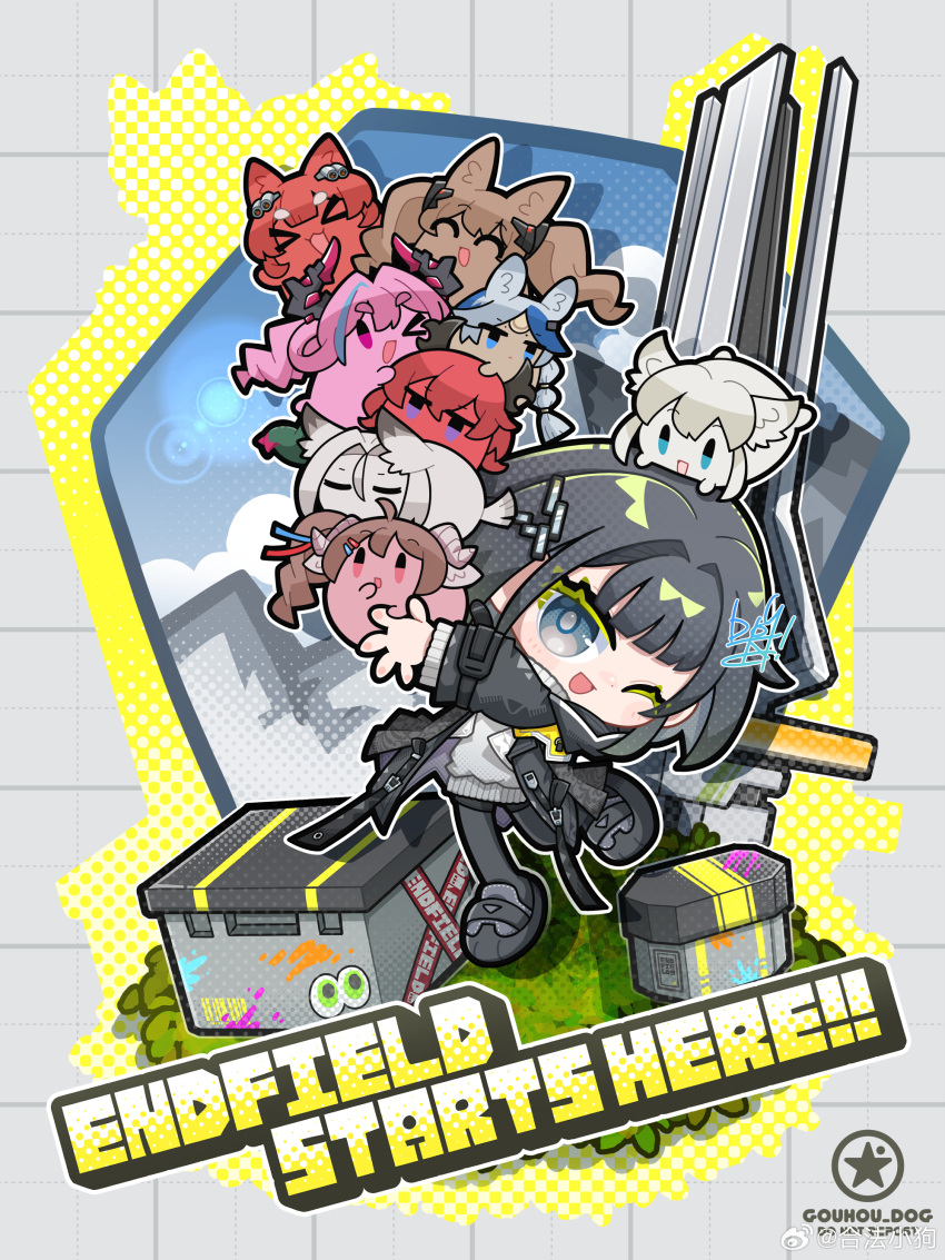 1boy, 6+girls, absurdres, akekuri_(arknights), angelina_(arknights), arclight_(arknights), ardelia_(arknights), arknights