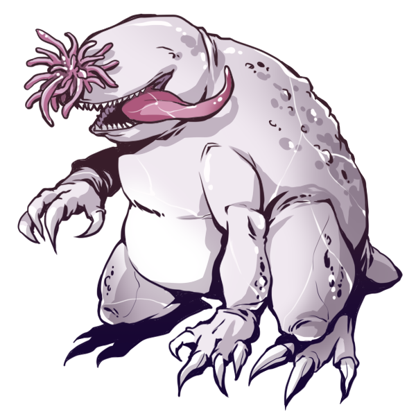 1other, call_of_cthulhu, claws, commentary_request, cthulhu_mythos, monster, moon-beast, no_eyes, no_humans, sharp_teeth, simple_background, solo, teeth, tentacles, the_dream-quest_of_unknown_kadath, tmtkai, tongue, tongue_out, white_background