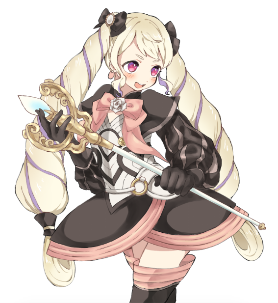 1girl, aomeeso, aristocratic_clothes, black_bow, blonde_hair, bow, drill_hair, elise_(fire_emblem)