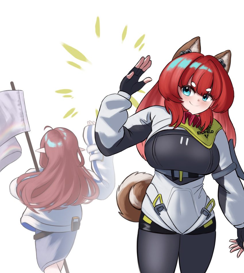 2girls, absurdres, akekuri_(arknights), animal_ear_fluff, animal_ears, arknights, arknights:_endfield, black_gloves
