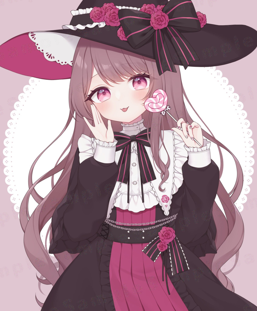 1girl, amam_fuka_(vtuber), bib_collar, black_bow, black_bowtie, black_dress, black_hat, bow