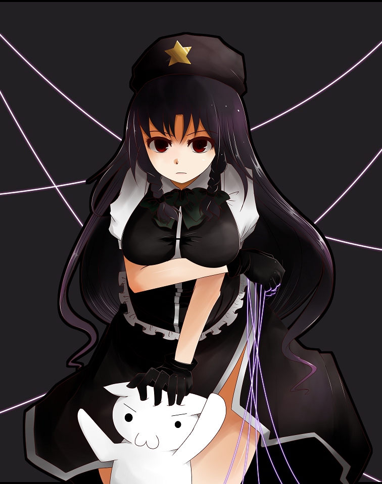 alternate_color, alternate_eye_color, arano_oki, black_hair, hei_meiling, hong_meiling, long_hair, m.u.g.e.n