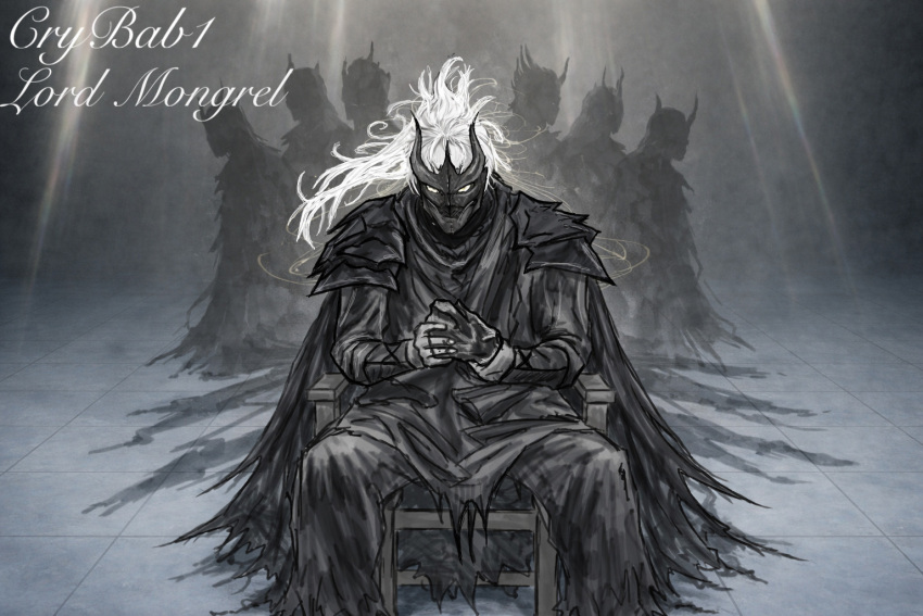 6+boys, armor, black_robe, black_tunic, chair, crybab1, elbow_rest, empty_eyes