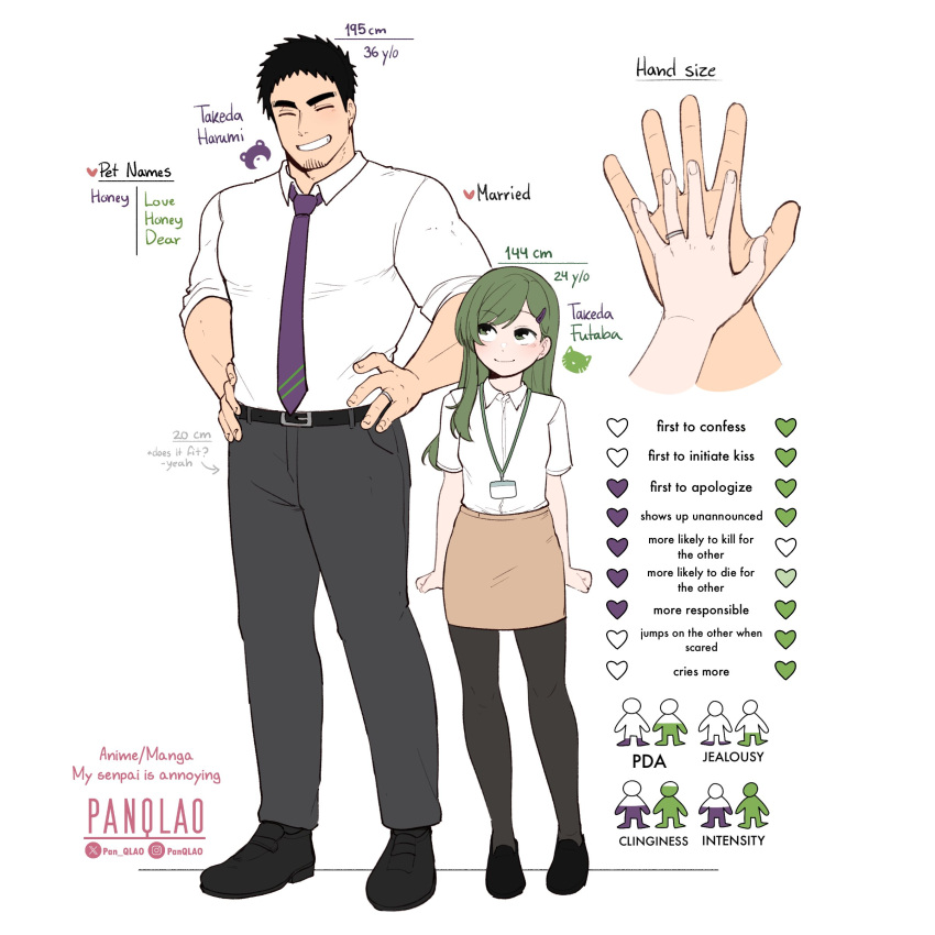 1boy, 1girl, absurdres, age_difference, arrow_(symbol), black_pantyhose, black_shoes, blush
