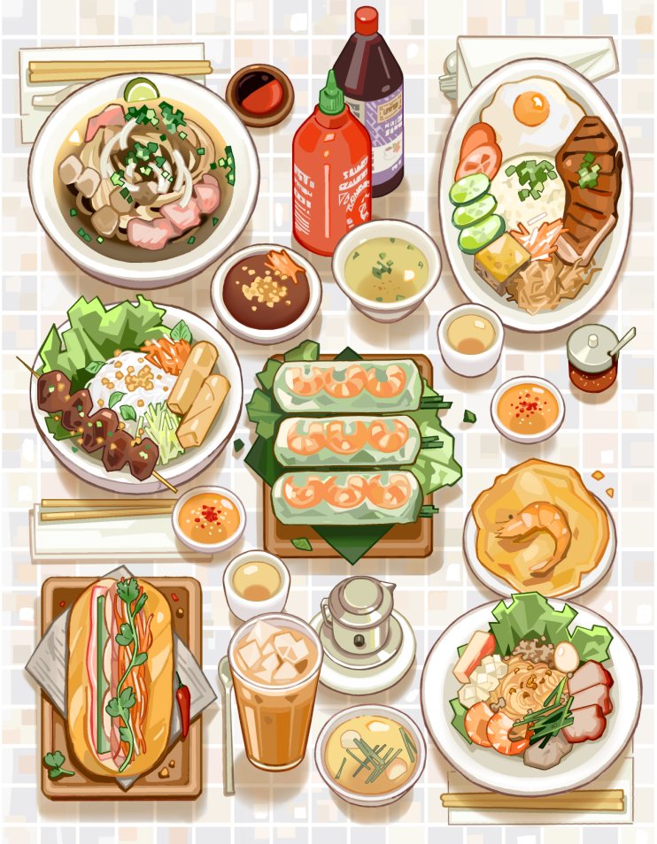 banh_mi, bowl, bread, chili_pepper, chopsticks, coffee, com_tam, commentary_request
