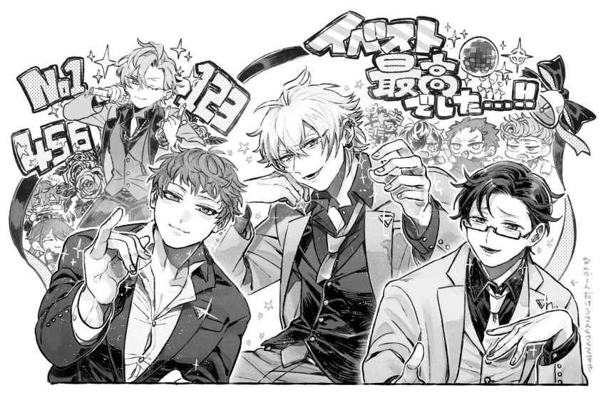 6+boys, :o, \m/, aimono_jyushi, amaguni_hitoya, antenna_hair, aohitsugi_samatoki, asymmetrical_bangs