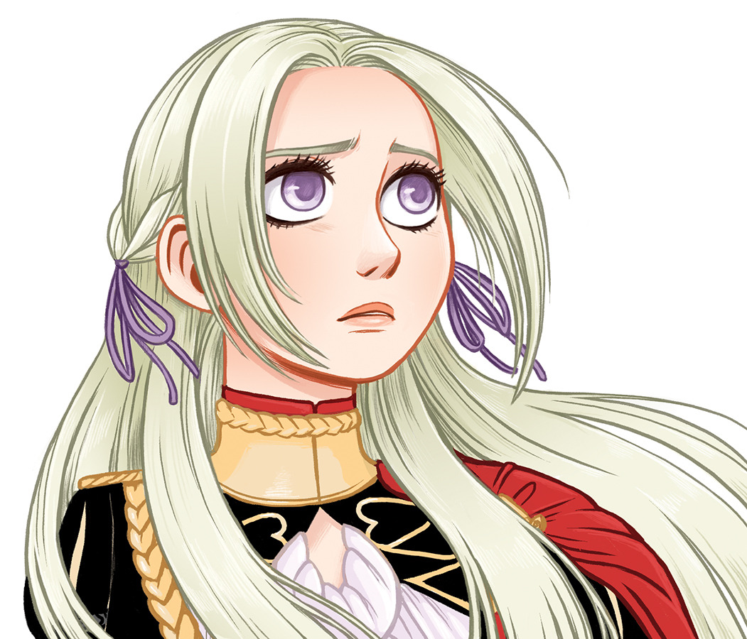 1girl, cape, closed_mouth, courtneygodbey, edelgard_von_hresvelg, fire_emblem, fire_emblem:_three_houses, hair_ribbon