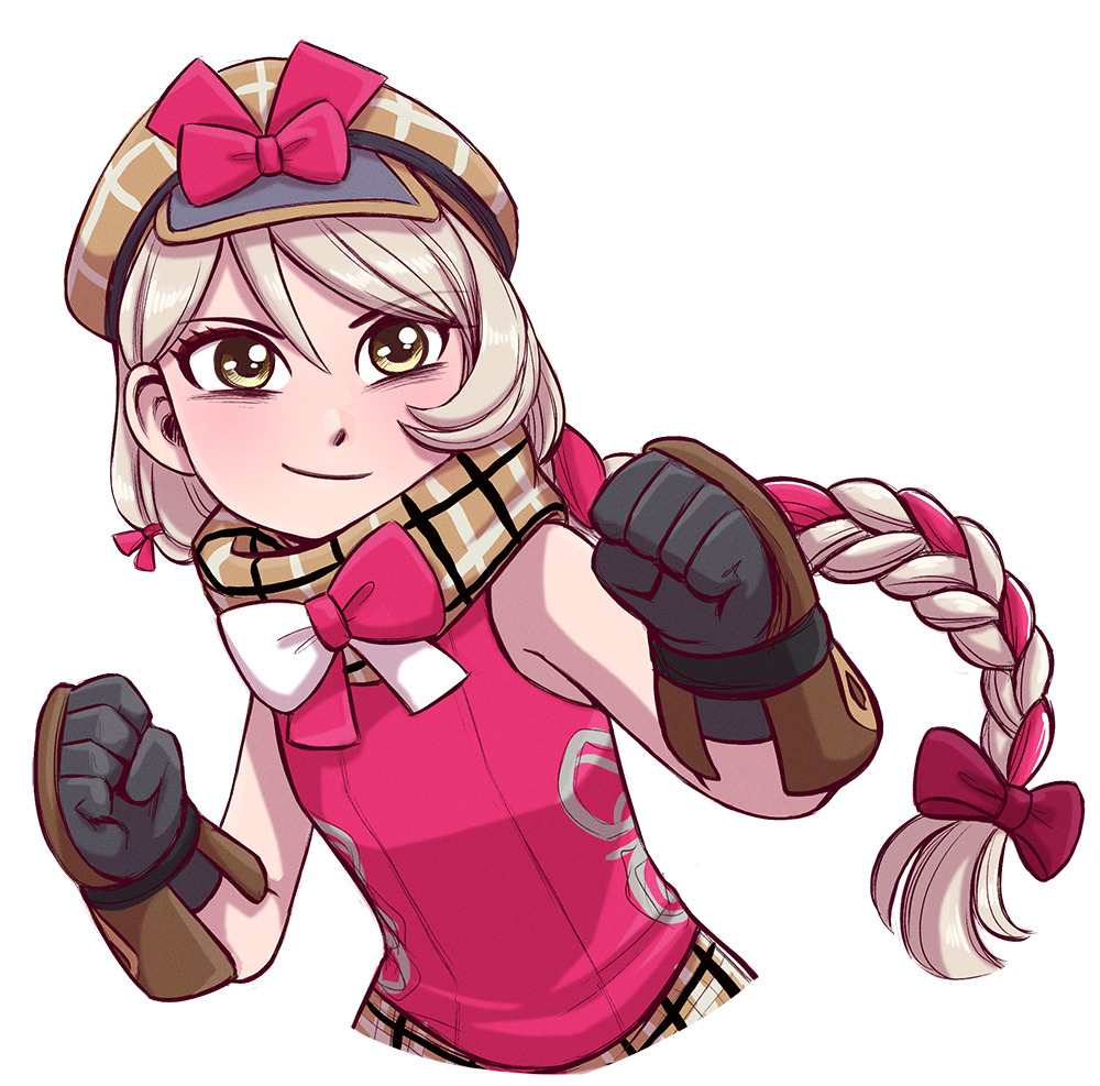 1girl, blonde_hair, braid, brown_scarf, courtneygodbey, fire_emblem, fire_emblem_engage, framme_(fire_emblem)
