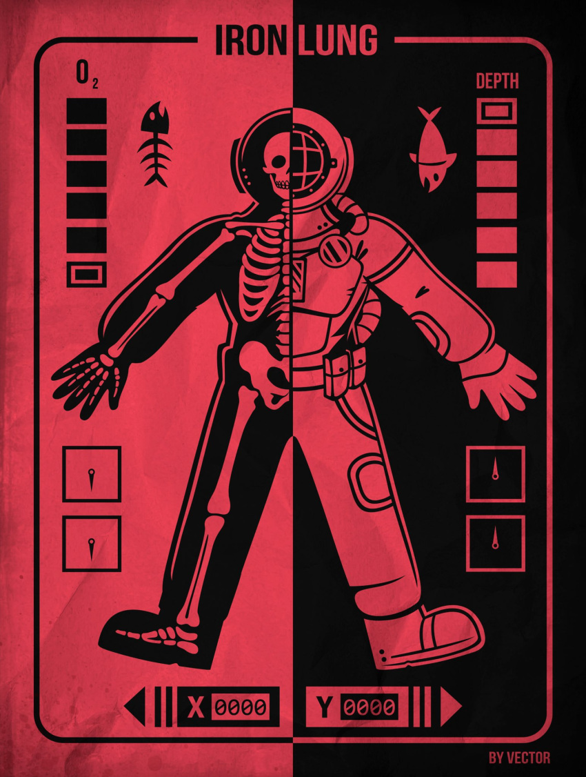 1boy, commentary, copyright_name, diving_mask, diving_suit, english_text, full_body, goggles