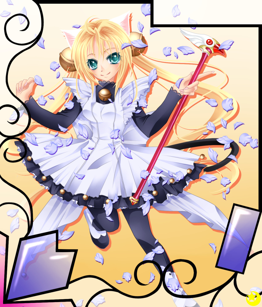bell, blonde_hair, card_captor_sakura, cardcaptor_sakura, cat_ears, cosplay, dress, fuuin_no_tsue