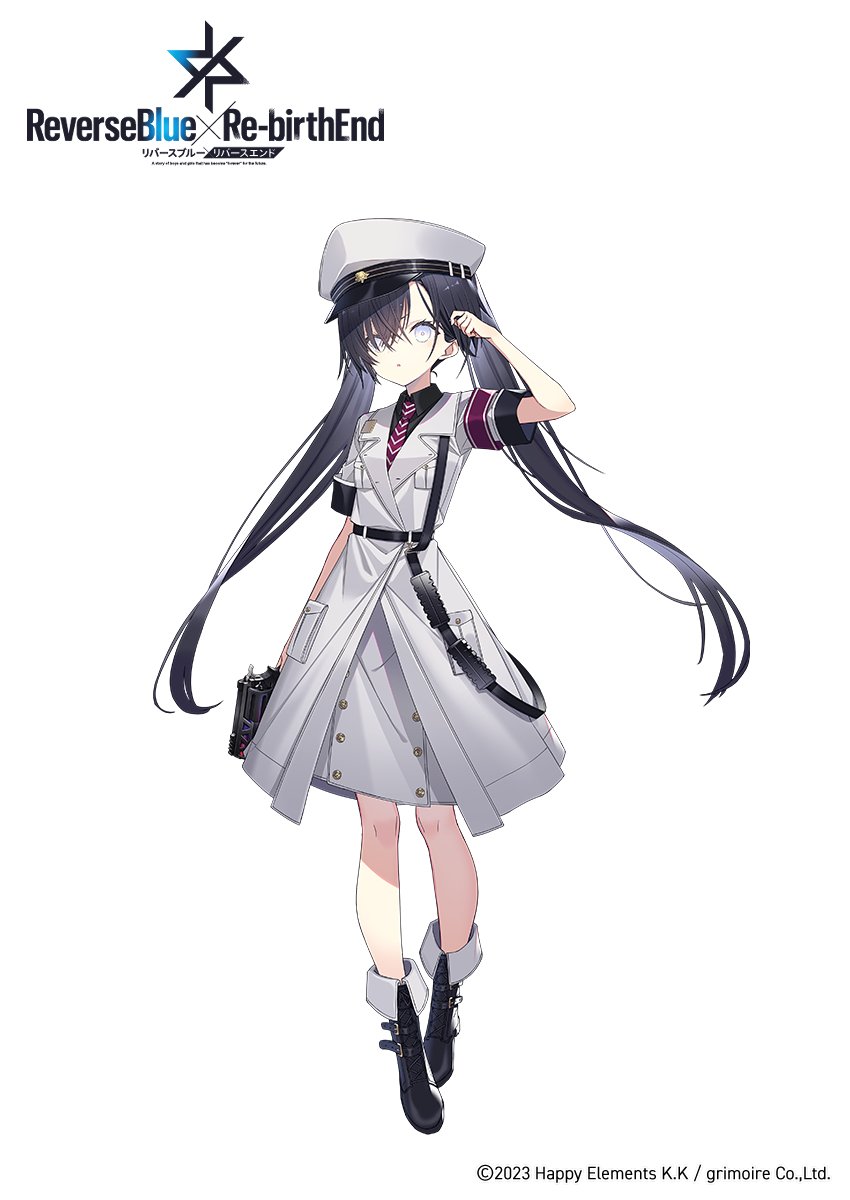 1girl, armband, artist_request, belt, black_belt, black_boots, black_hair, black_shirt