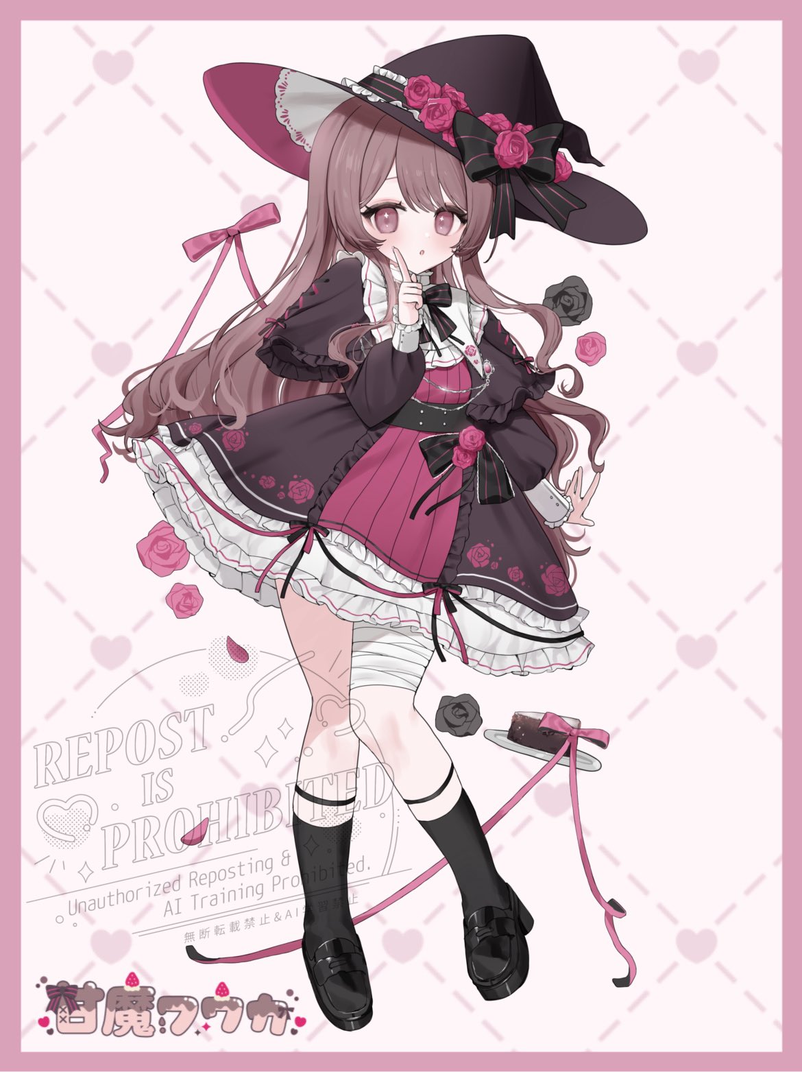 1girl, amam_fuka_(vtuber), bandage_on_thigh, bandaged_leg, bandages, bib_collar, black_bow, black_dress