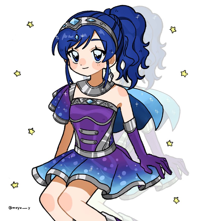 1girl, aikatsu!, aikatsu!_(series), blue_dress, blue_eyes, blue_hair, dress, drop_shadow