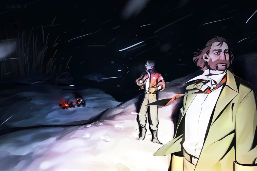 3boys, belt, black_hair, blazer, boots, brown_hair, buzz_cut, collared_shirt