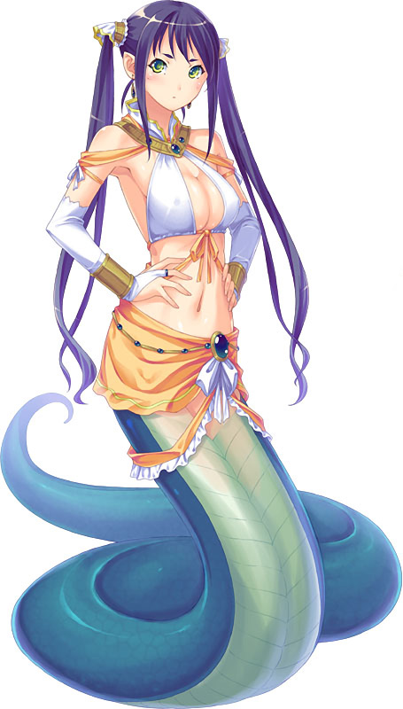 breasts, bubuduke, bubuzuke, cleavage, detached_sleeves, front-tie_top, game_cg, green_eyes