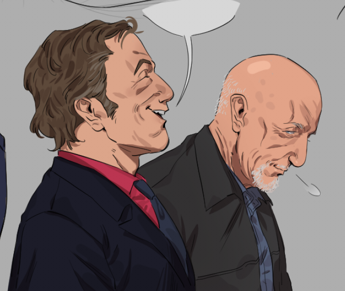 2boys, bald, better_call_saul, breaking_bad, facial_hair, formal_clothes, jacket, male_focus