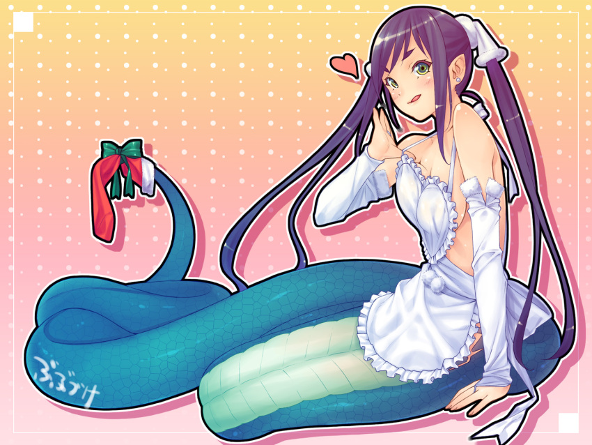 :q, bare_shoulders, blush, bow, breasts, bridal_gauntlets, bubuduke, bubuzuke