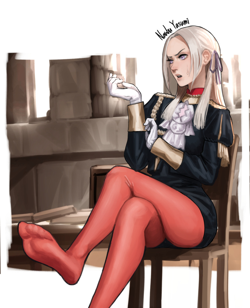 1girl, artist_name, blonde_hair, crossed_legs, edelgard_von_hresvelg, feet, fire_emblem, fire_emblem:_three_houses