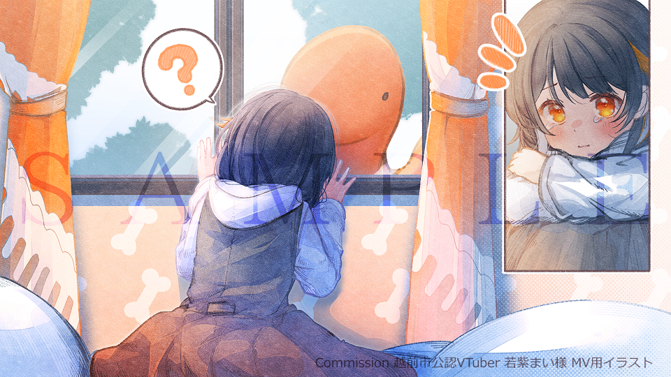 1girl, ?, black_hair, blush, check_copyright, closed_mouth, commentary_request, copyright_request