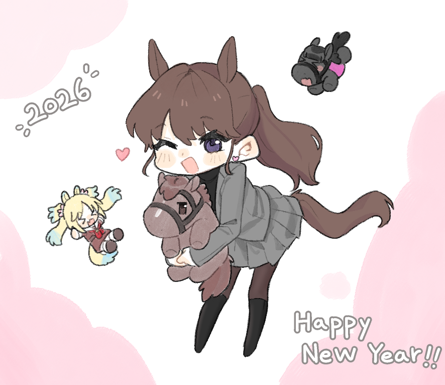 >_<, 2026, 2girls, :d, ;d, animal_ears, basil_(wgh0anzdple3asf), black_boots