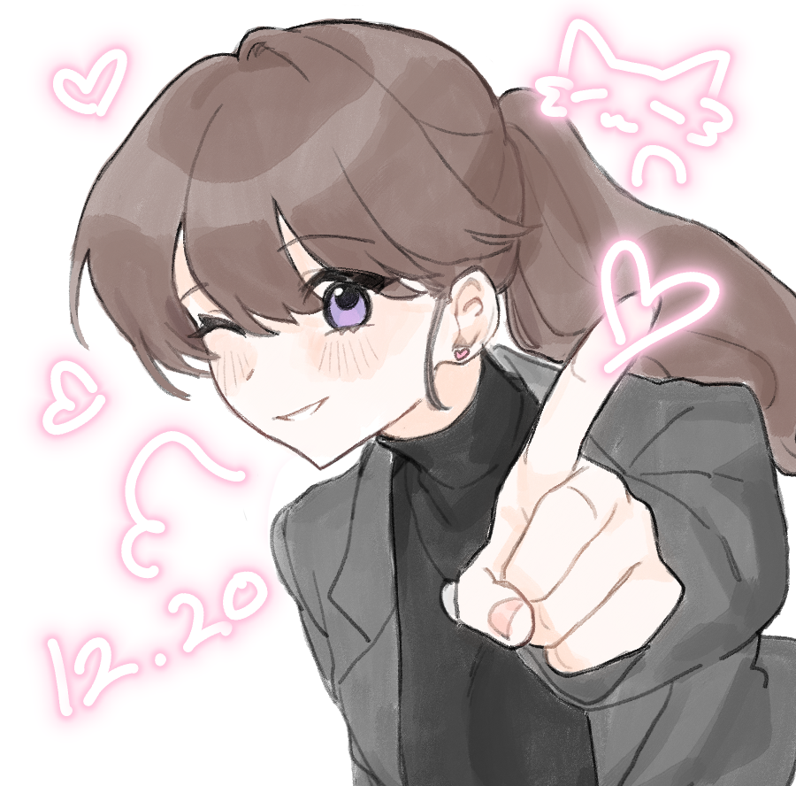 1girl, basil_(wgh0anzdple3asf), black_sweater, brown_hair, commentary, dated, fujishima_megumi, fujishima_megumi_(post-graduation)