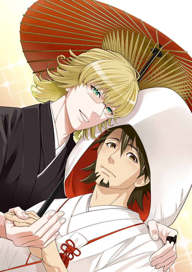barnaby_brooks_jr, blonde_hair, brown_eyes, brown_hair, crossdressinging, facial_hair, glasses, green_eyes