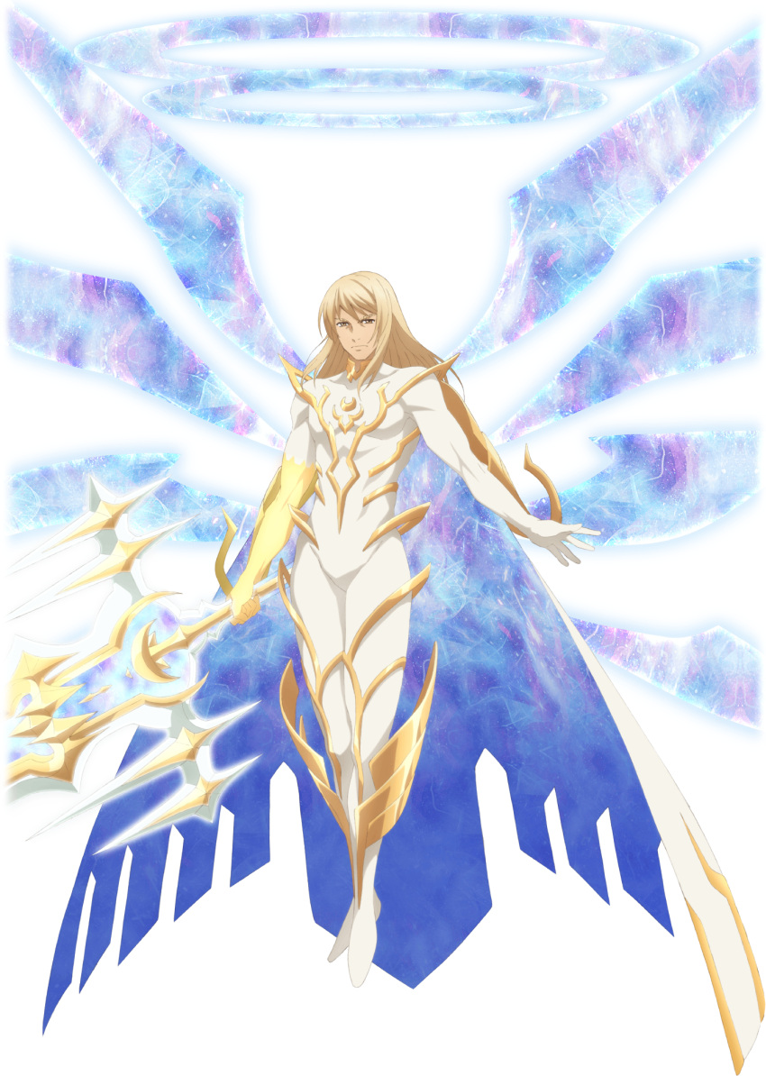 1boy, artist_request, artorius_collbrande, blonde_hair, cape, energy_wings, full_body, game_cg