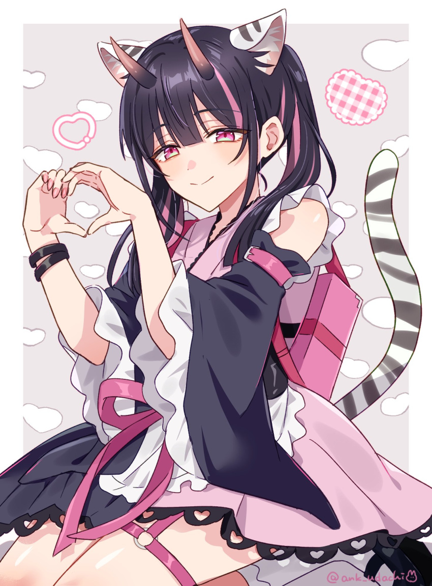 1boy, animal_ear_fluff, animal_ears, anko_udachi, apron, arm_belt, artist_name, bare_shoulders