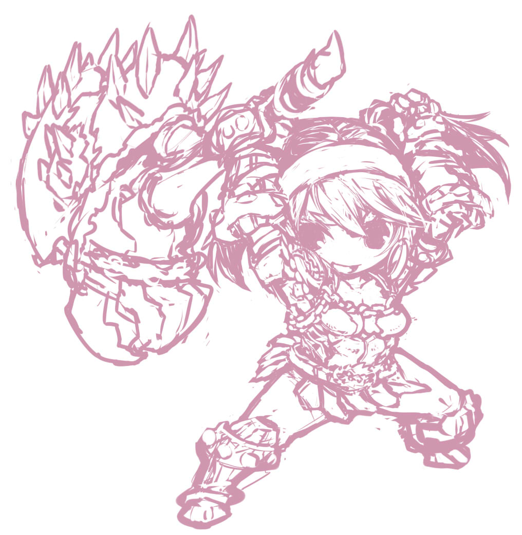 boots, ceadeus_(armor), gloves, hairband, hammer, matado, monochrome, monster_hunter