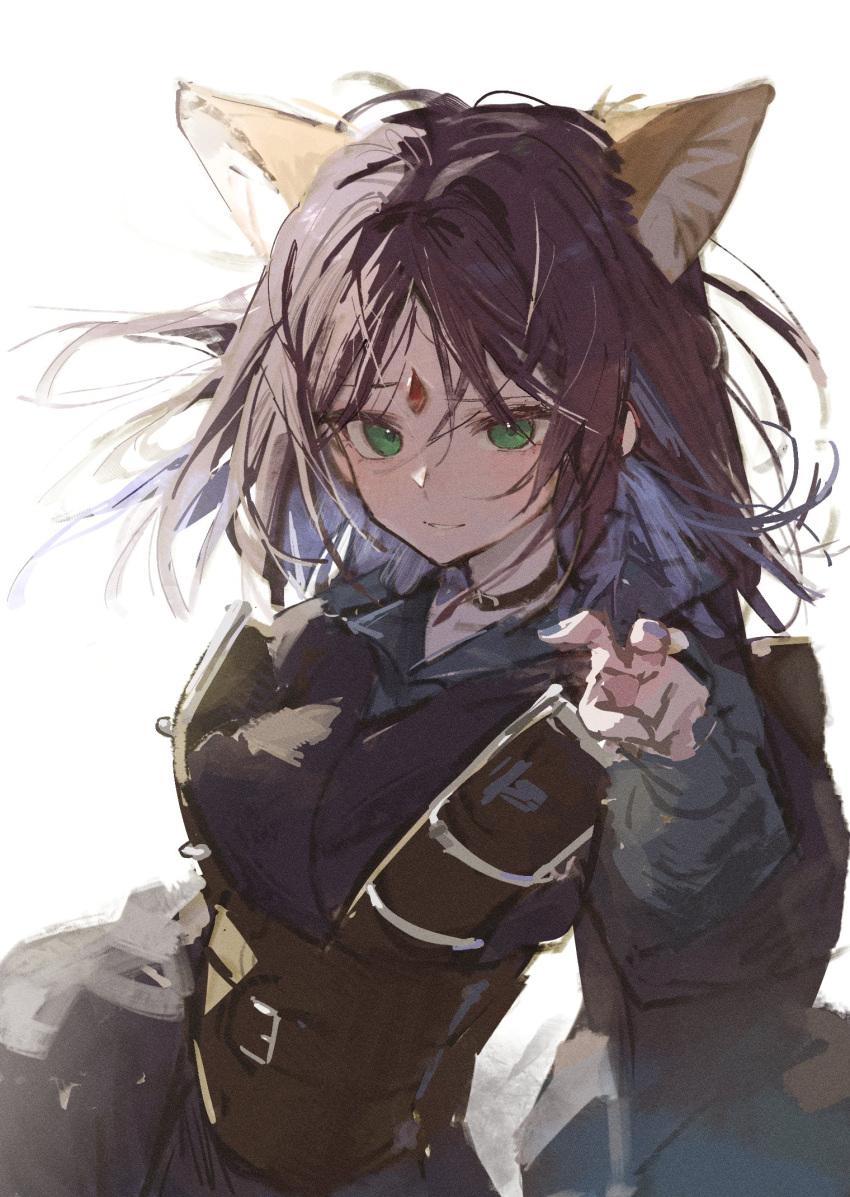 1girl, animal_ear_fluff, animal_ears, black_choker, cho_kaguya-hime!, choker, floating_hair, forehead_jewel
