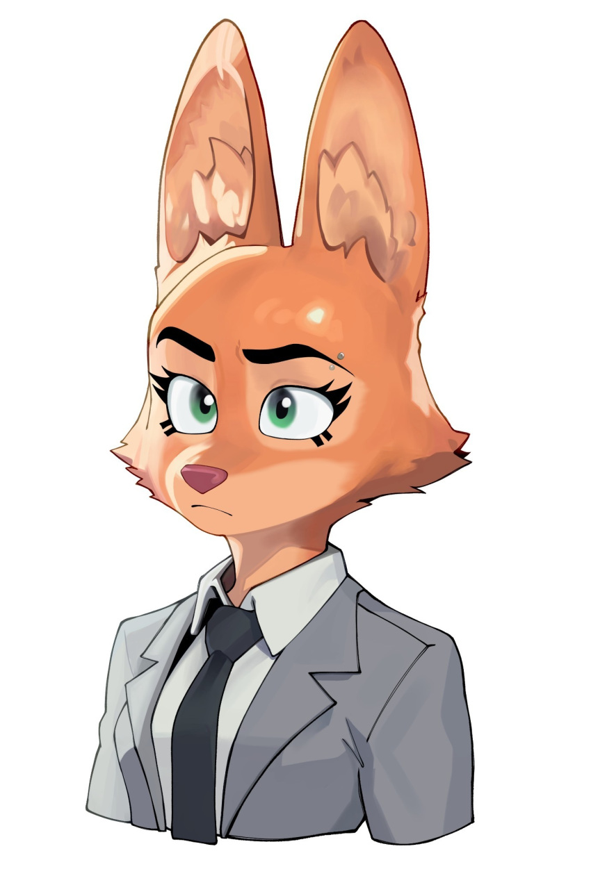 1girl, body_fur, diane_foxington, eyebrow_piercing, eyelashes, face_piercing, fox, fox_girl