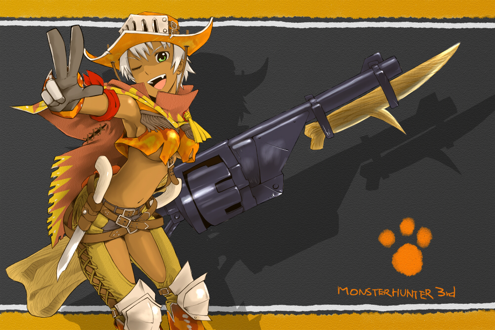 armpits, belt, beltskirt, breasts, capcom, capelet, chaps, cowboy_hat