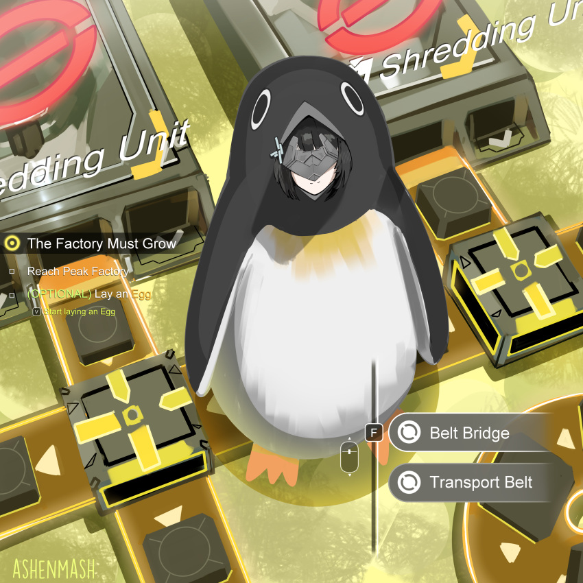1girl, absurdres, animal_costume, arknights, arknights:_endfield, artist_name, ashenmash, black_hair