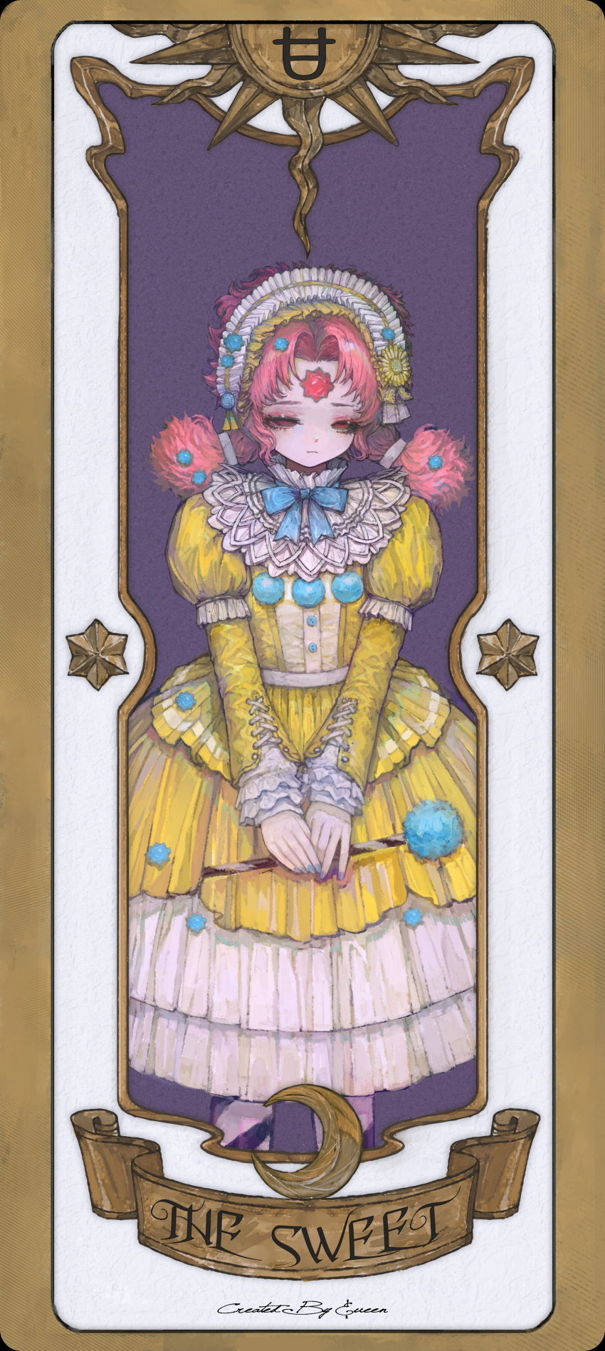 &amp;ueen, 1girl, absurdres, blue_nails, bow, candy, cardcaptor_sakura, clow_card