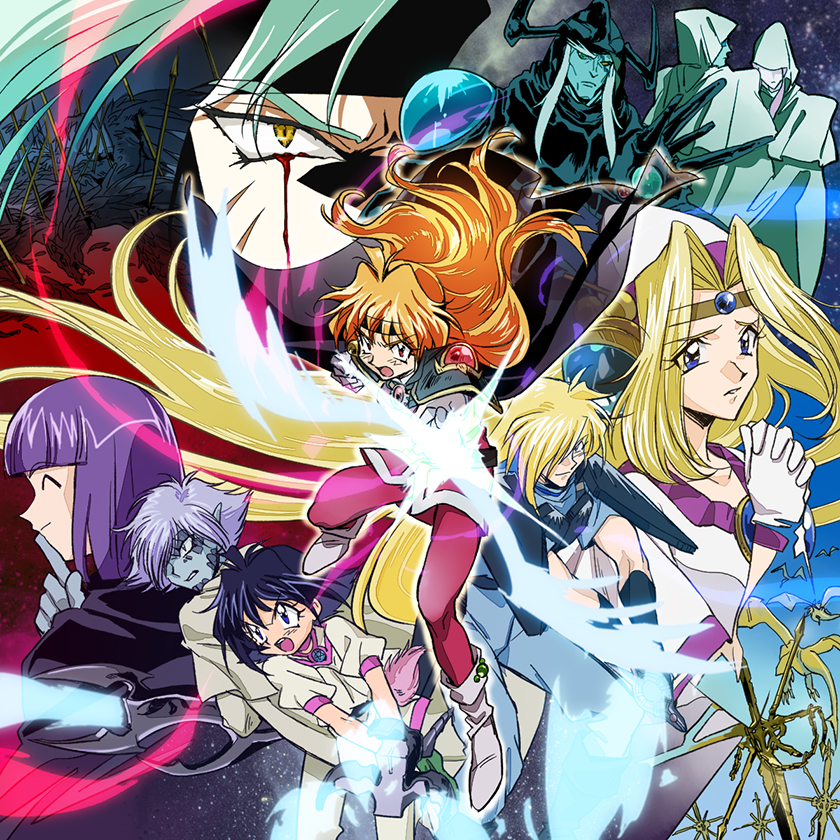 6+boys, amelia_wil_tesla_seyruun, armace, bird, blonde_hair, blue_eyes, blue_hair, boots