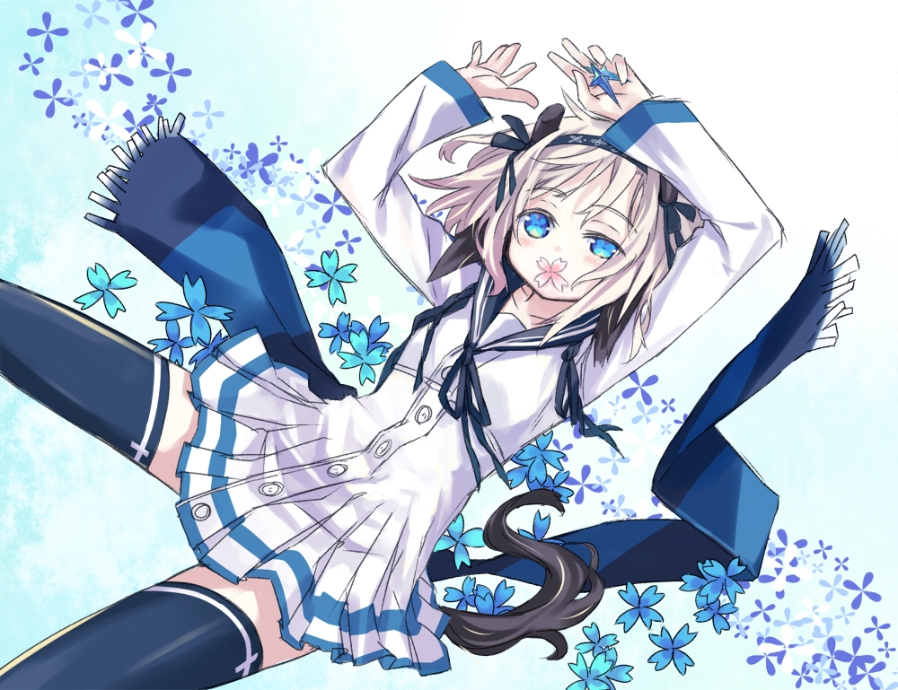 animal_ears, black_legwear, blue_eyes, boots, hairband, miniskirt, original, regu