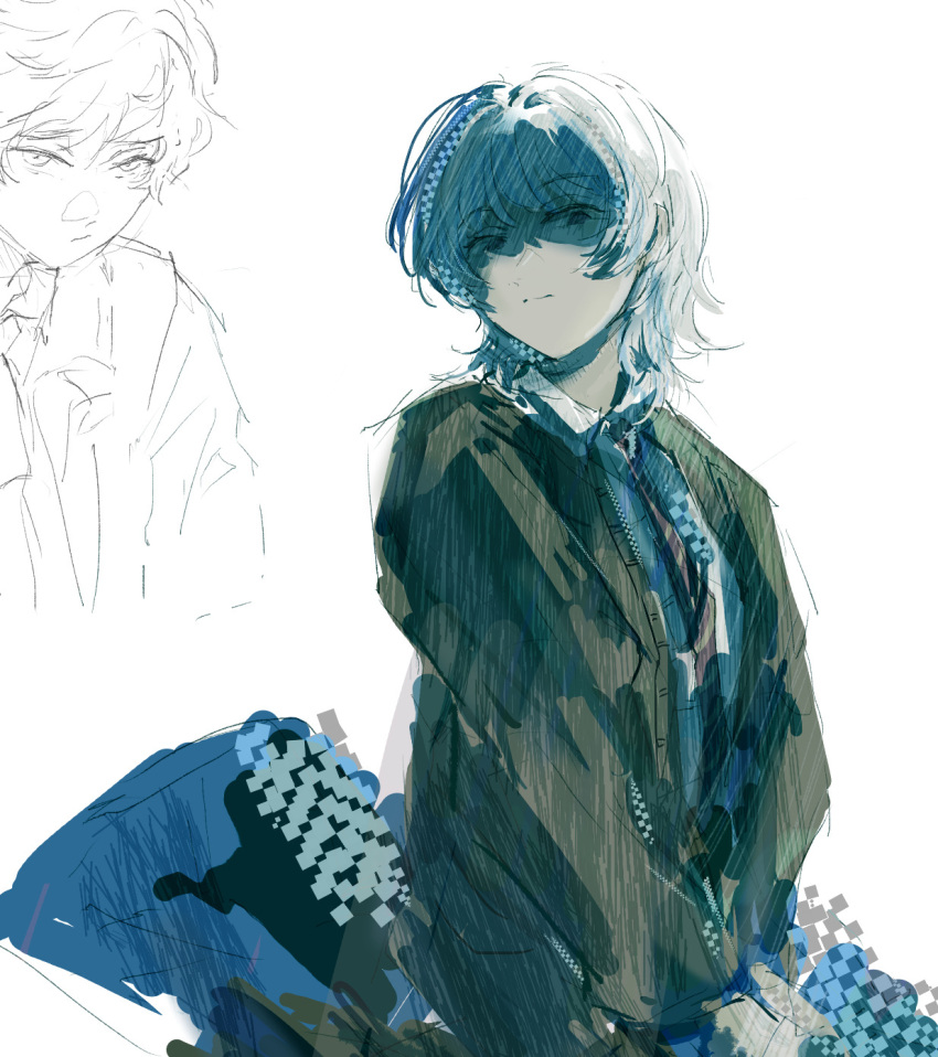 2boys, akinashi_haru, brown_cardigan, brown_necktie, cardigan, closed_mouth, collared_shirt, dress_shirt