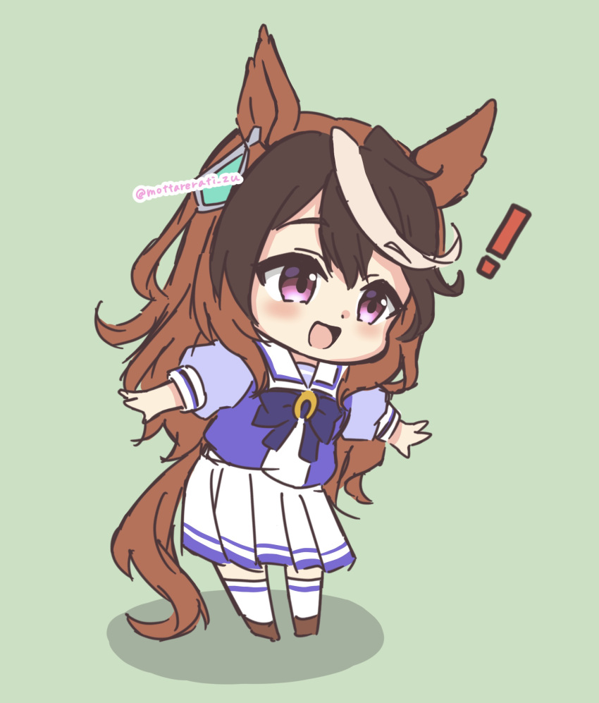 !, 1girl, animal_ears, blush, bow, bowtie, brown_hair, chibi