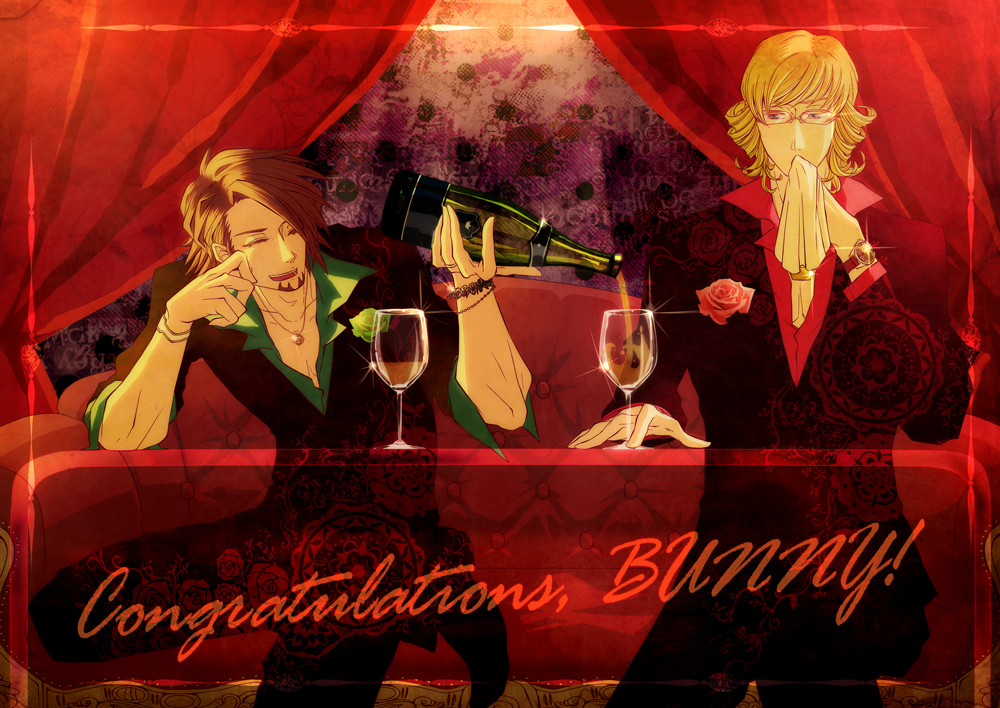barnaby_brooks_jr, blonde_hair, blue_eyes, brown_hair, closed_eyes, eyes_closed, facial_hair, flower