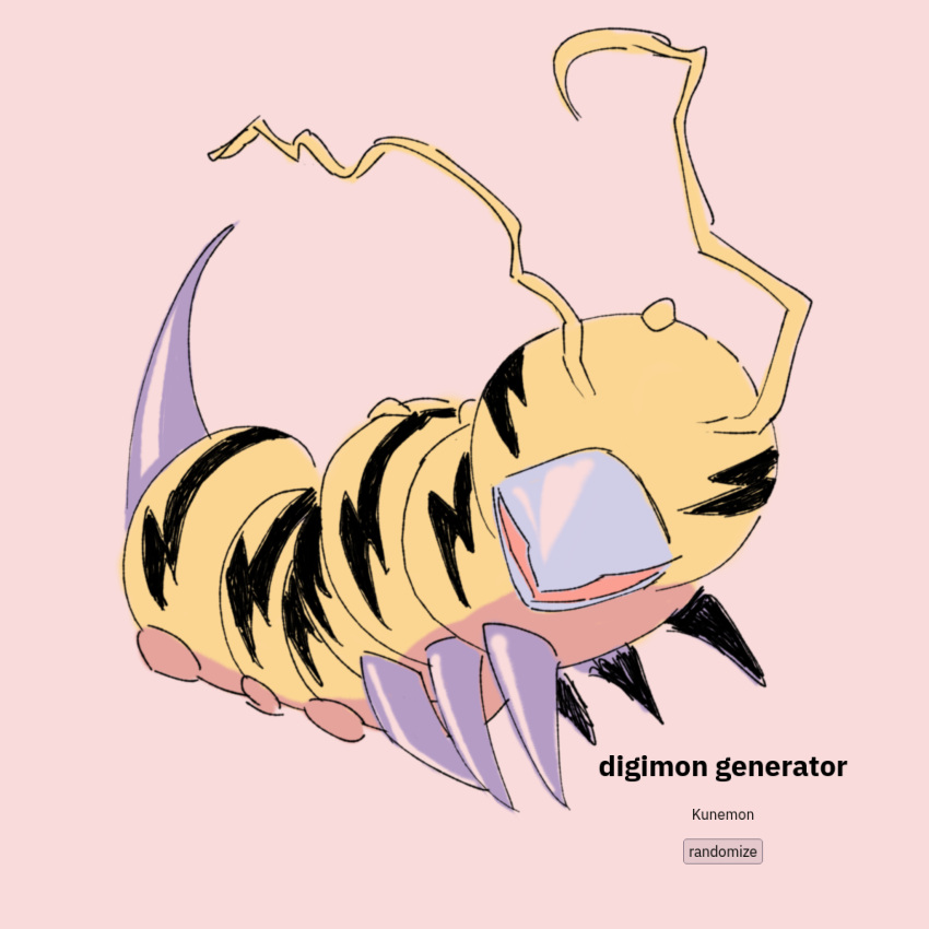 antennae, brown_background, character_name, digimon, digimon_(creature), english_text, full_body, highres