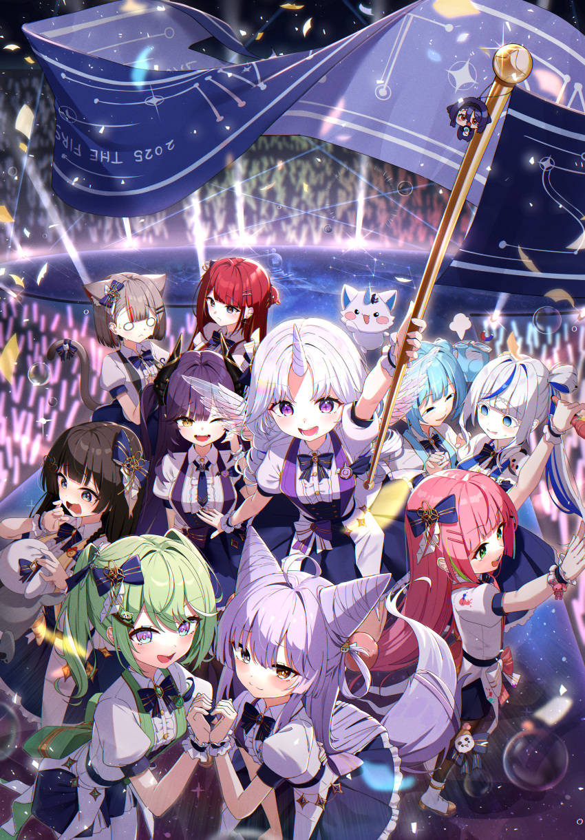 6+girls, @_@, absurdres, ahoge, akane_lize, animal_ears, aokumo_rin, arahashi_tabi