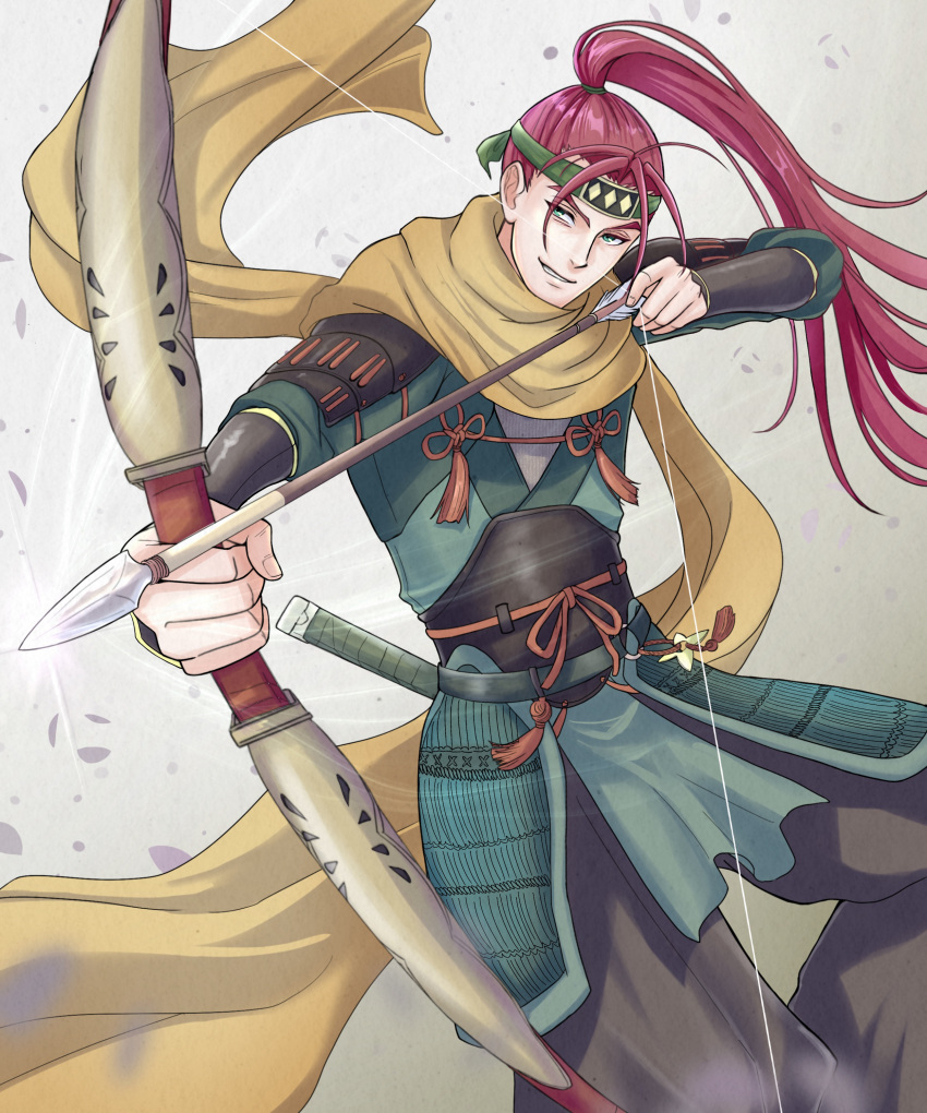 1boy, absurdres, aiming, arrow_(projectile), bow_(weapon), commentary_request, fire_emblem, fire_emblem:_radiant_dawn