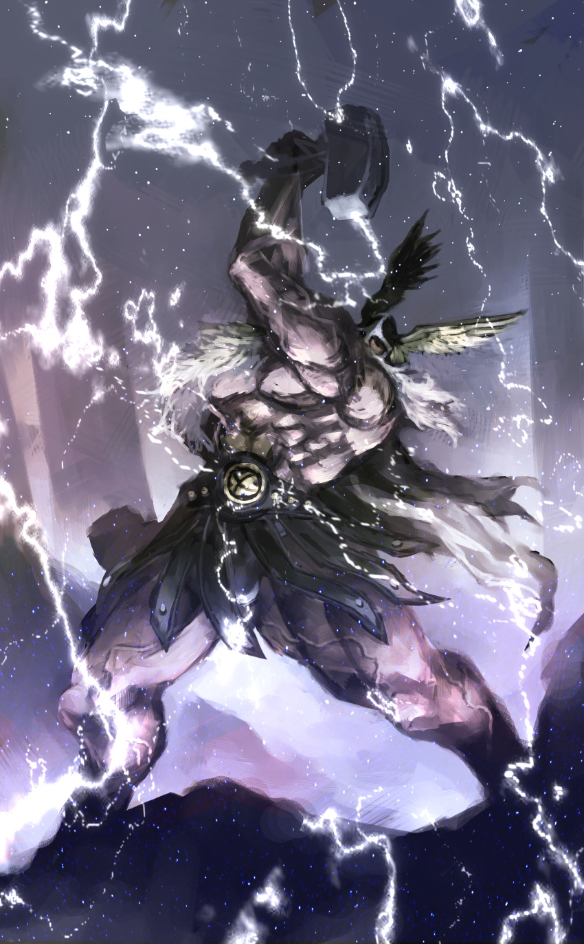 1boy, dwarf_(dragon's_crown), homex, absurdres, beard, dragon's_crown, dual_wielding, epic