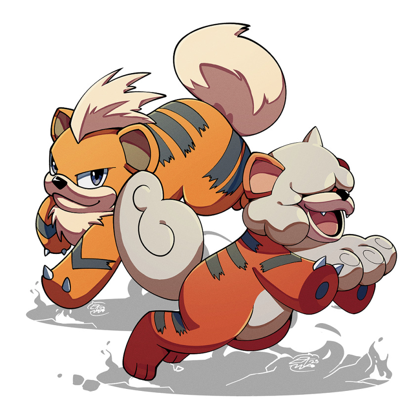 alt_text, claws, growlithe, hisuian_growlithe, looking_at_viewer, mistray-art, no_humans, numbered