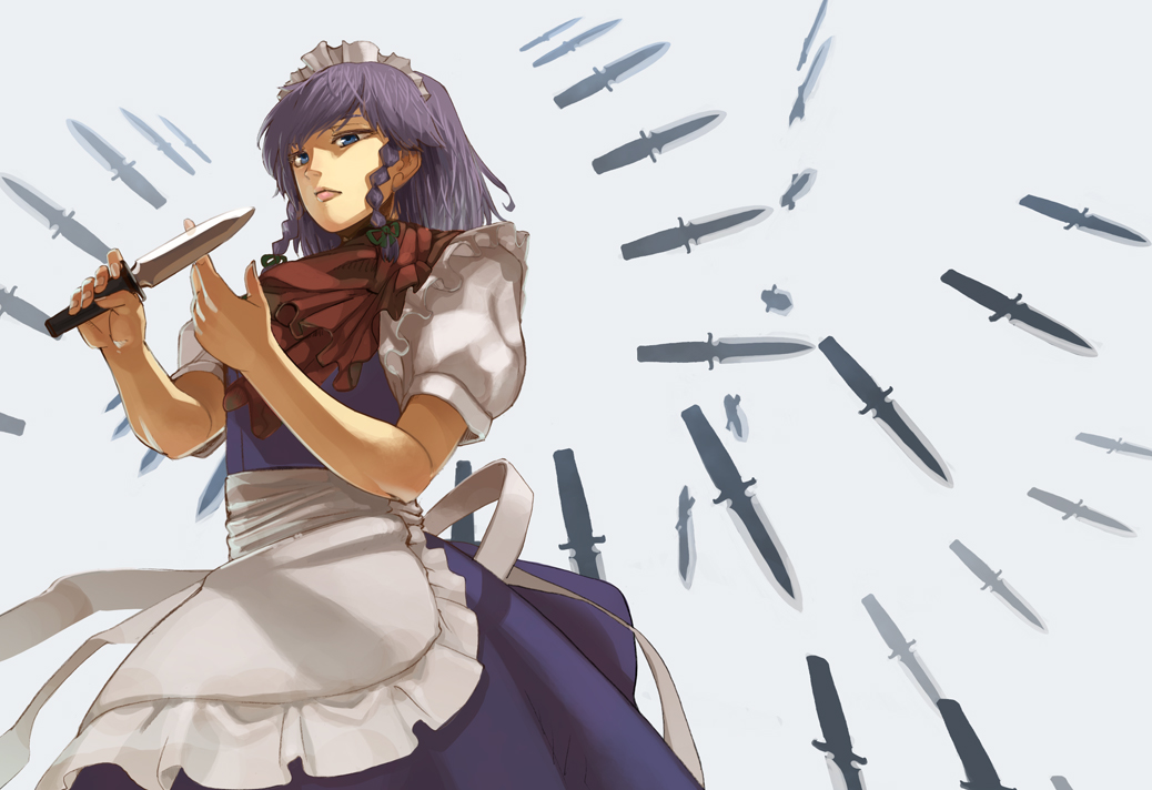 1girl, blue_eyes, bow, braid, commentary_request, green_bow, grey_hair, hair_bow