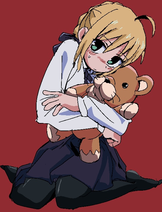 1girl, ahoge, artoria_pendragon_(fate), blonde_hair, blush, fate/stay_night, fate_(series), green_eyes