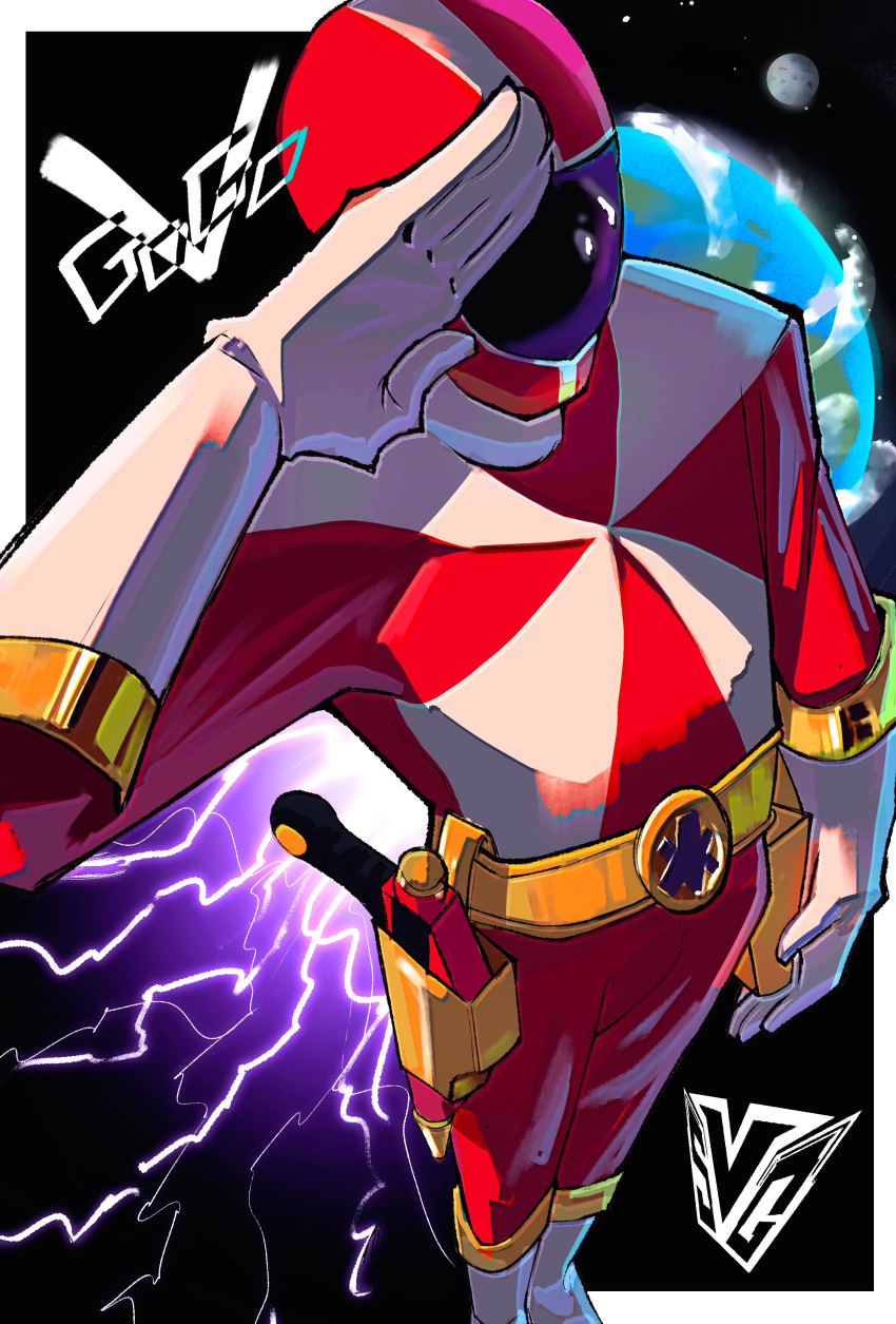 1boy, absurdres, belt, boots, copyright_name, earth_(planet), gloves, go_red