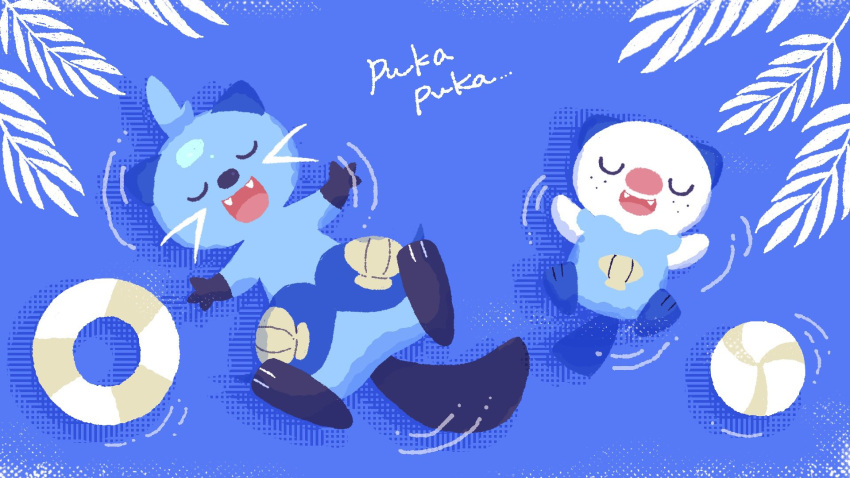 afloat, ball, beachball, check_commentary, closed_eyes, commentary_request, dewott, fangs