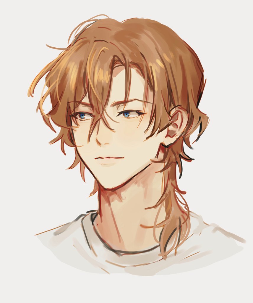 1boy, blue_eyes, bungou_stray_dogs, closed_mouth, cropped_shoulders, male_focus, medium_hair, nakahara_chuuya_(bungou_stray_dogs)